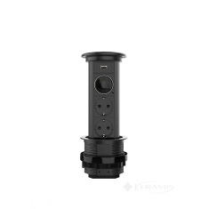розетка Livolo 3 пост., выдвижная USB, Bluetooth колонка, черный (VL-SHS021-FCTC-FCF-B)